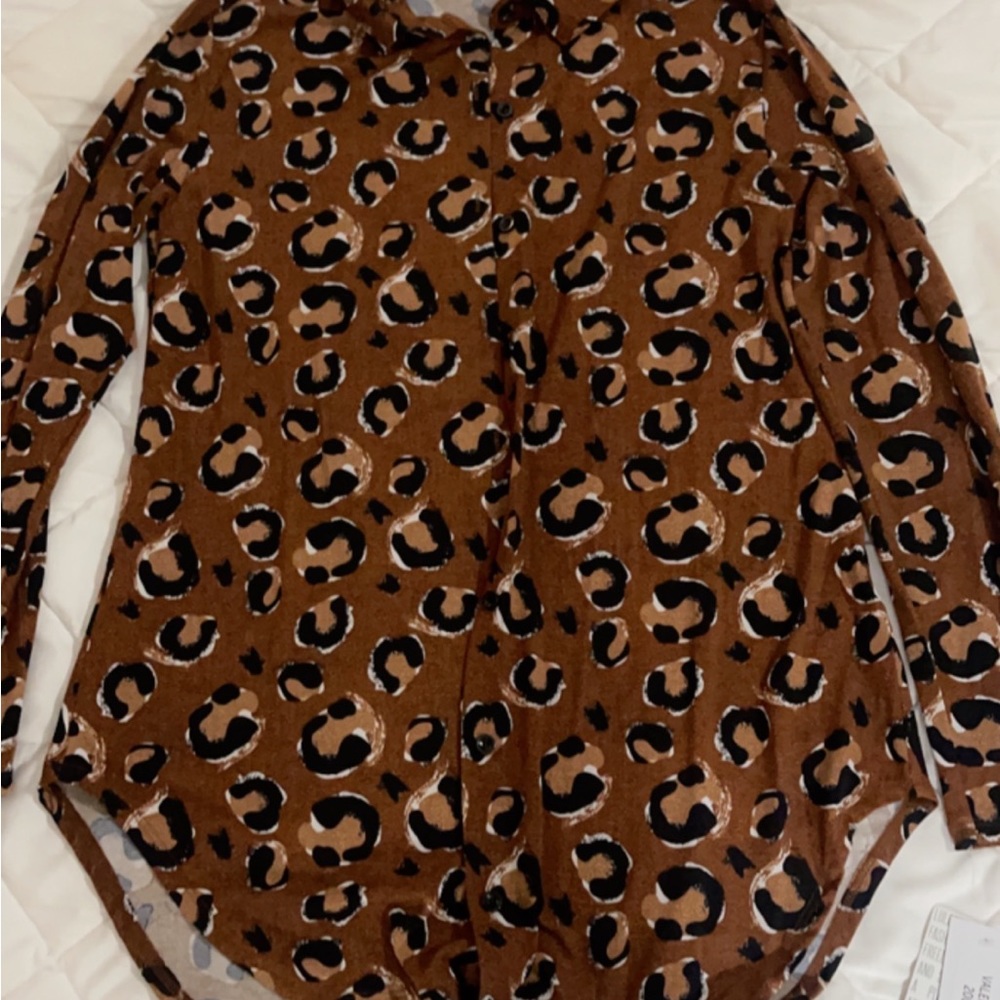 Leopard button down blouse